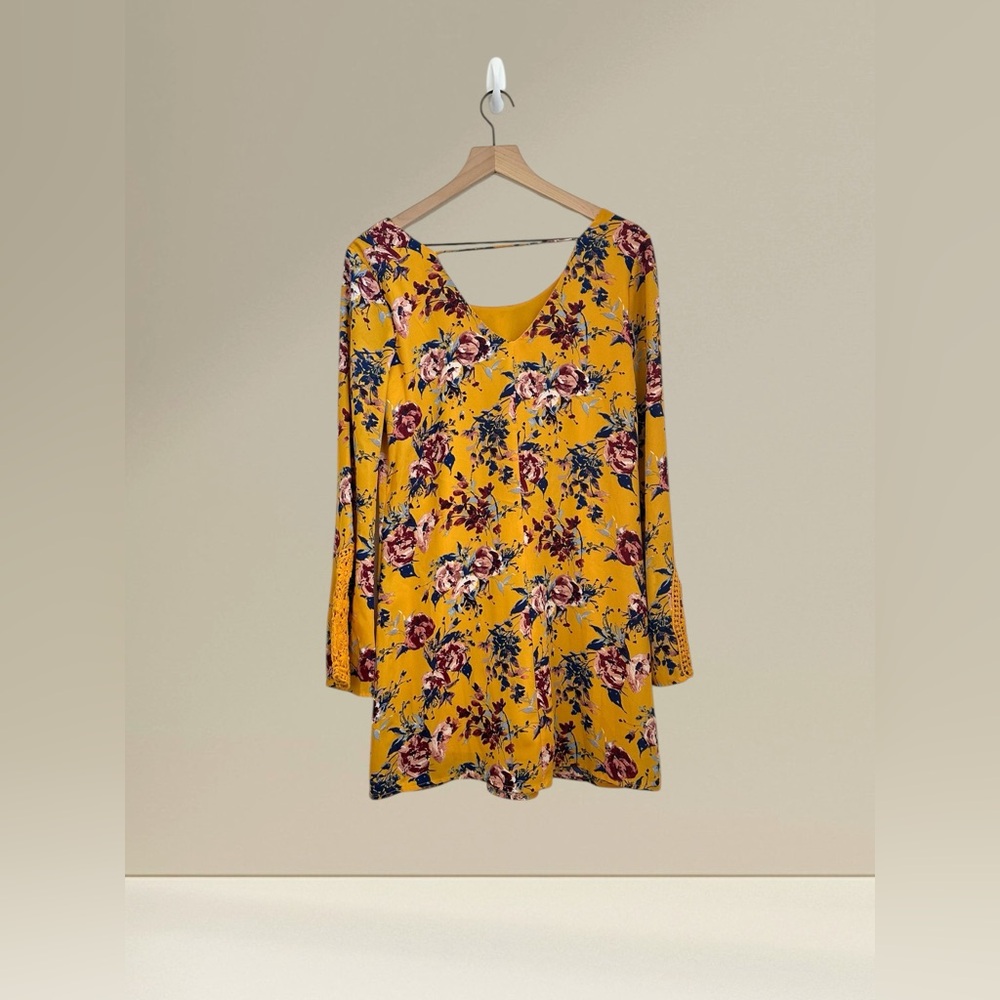 Speechless Women’s Yellow Polyester Loose Fit Long Sleeve Dress Size M - Picture 2 of 10
